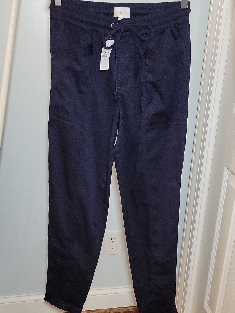 Lou & Grey Navy Drawstring Tapered Pants NWT Size XS